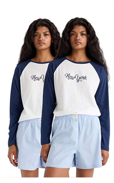 DeFacto Regular Fit Poplin 2'li Şort Pijama Altı-Fall in Love