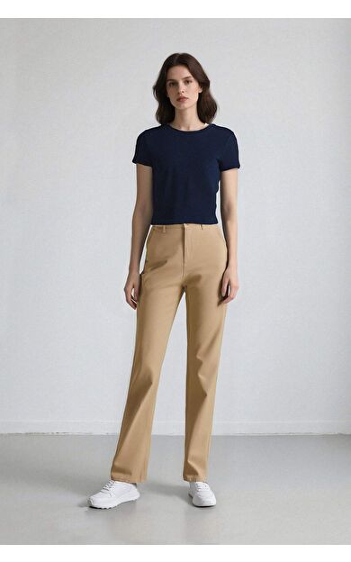 DeFacto Coool Straight Fit Kışlık Gabardin Pantolon Yüksek Bel E4346AX25SPBG638