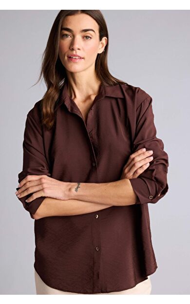 DeFacto Oversıze Gömlek Yaka Uzun Kollu Gömlek