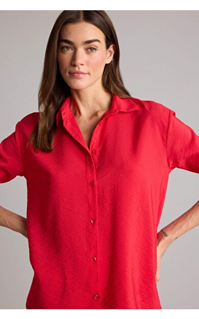 DeFacto Oversıze Gömlek Yaka Uzun Kollu Gömlek