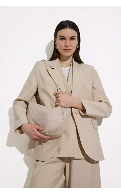 Kruvaze Yaka Cepli Blazer Ceket