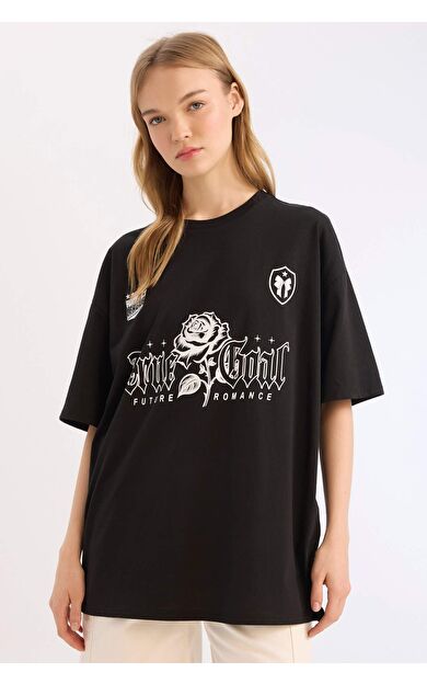 Coool Oversize Geniş Kalıp Bisiklet Yaka Kısa Kollu Tişört