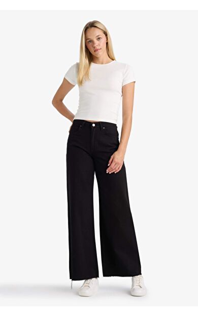 DeFacto Wide Leg Normal Bel Standart Boy Gabardin Pantolon E4381AX25AUBK81