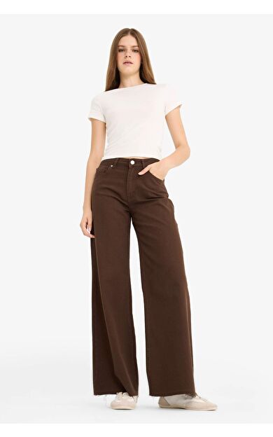 DeFacto Wide Leg Normal Bel Standart Boy Gabardin Pantolon E4381AX25AUBN473