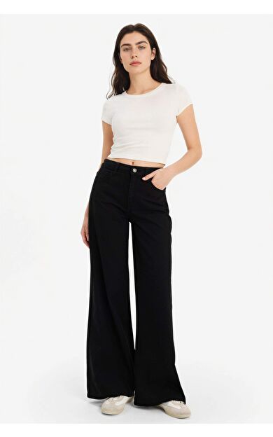 Wıde Leg Normal Bel Standart Boy Gabardin Pantolon