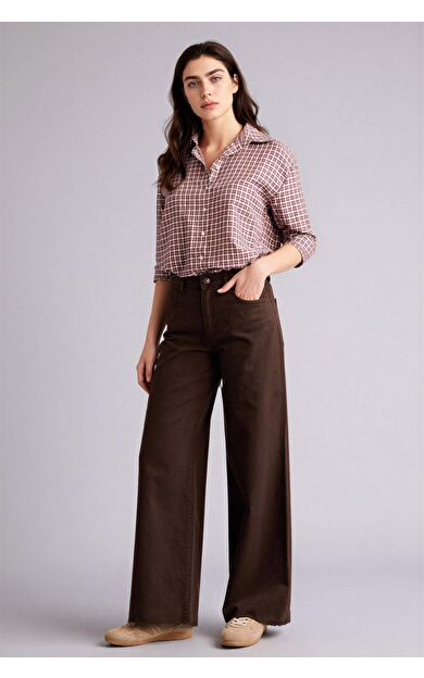 Wıde Leg Normal Bel Standart Boy Gabardin Pantolon