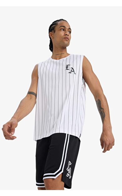 DeFacto DeFactoFit Hızlı Kuruyan Standart Fit Baskılı Bisiklet Yaka Sporcu Atlet E4393AX25HSWT34