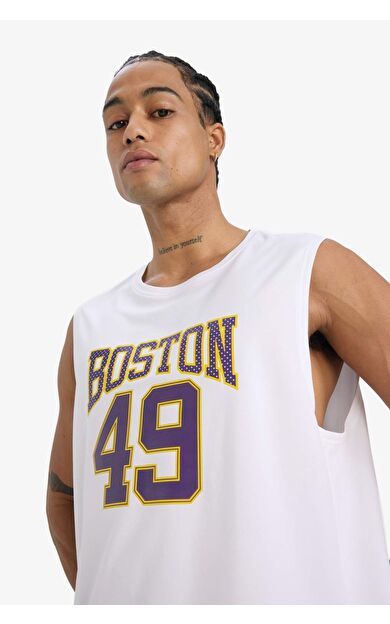 DeFactoFit Hızlı Kuruyan Standart Fit Baskılı Bisiklet Yaka Sporcu Atlet E4394AX25HSWT34