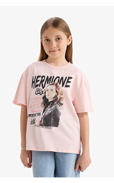 DeFacto Kız Çocuk Harry Potter Oversize Geniş Kalıp Bisiklet Yaka Kısa Kollu Tişört