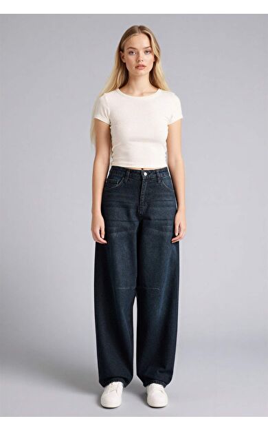 Baggy Fıt Yüksek Bel Uzun Jean Pantolon
