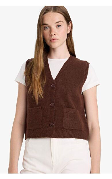 DeFacto Regular Fit V Yaka Yelek E4686AX25WNBN473