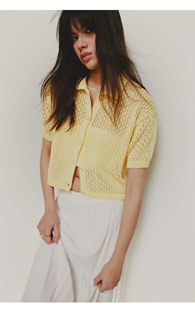 DeFacto Slim Fit Dar Kesim Polo Yaka Düğmeli Kroşe Hırka