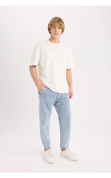 DeFacto Relaxed Slouchy Fit Geniş Paça Jean Yıkamalı Pantolon