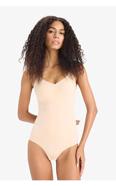 Çıkarılabilir Pedli Ten Rengi Bodysuit Korse-Fall in Love