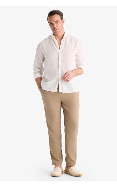 DeFacto Relax Fit Kısa Paça Keten Görünümlü Pantolon E4790AX25AUBN295