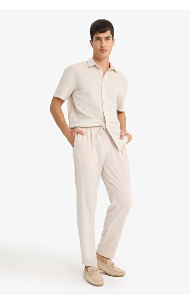 DeFacto Relax Fit Kısa Paça Keten Görünümlü Pantolon E4790AX25AUER22