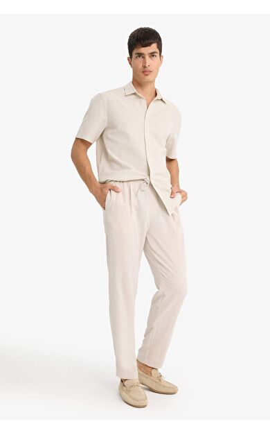 DeFacto Relax Fit Kısa Paça Keten Görünümlü Pantolon E4790AX25AUER22