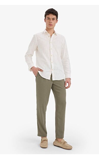 DeFacto Relax Fit Kısa Paça Keten Görünümlü Pantolon E4790AX25AUKH465