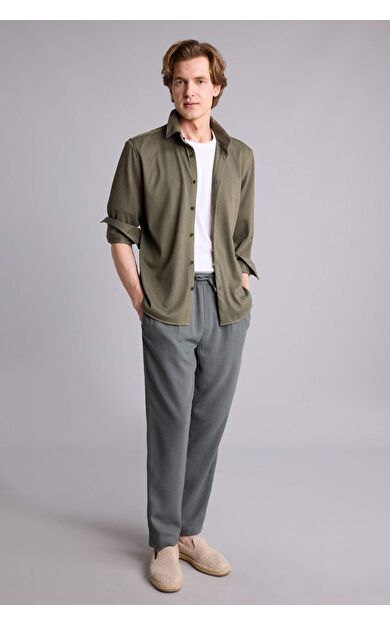 DeFacto Relaxed Fit Keten Karışımlı Kısa Paça Pantolon