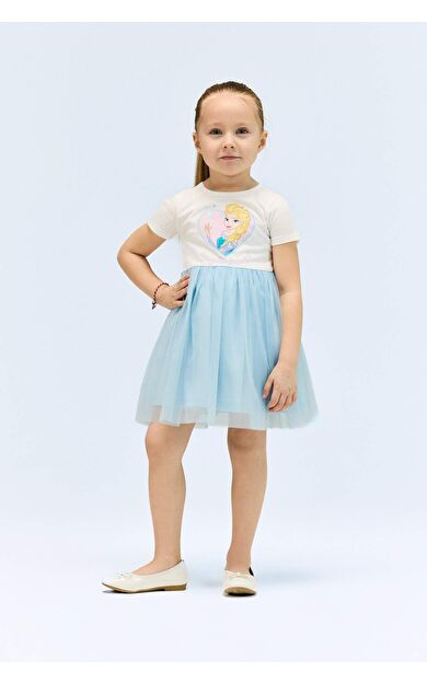 DeFacto Kız Bebek Frozen Kısa Kollu Tütütlü Tül Elbise