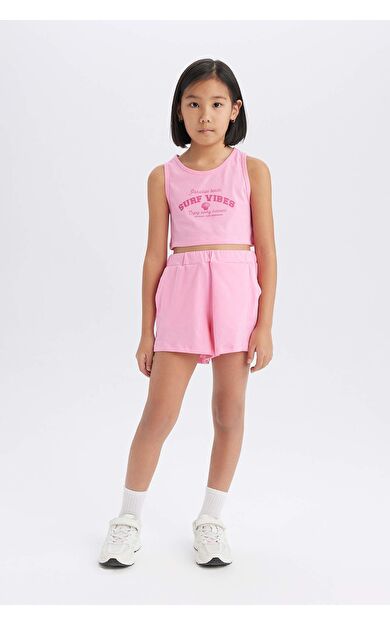 DeFacto Kız Çocuk 2'li Takım Baskılı Atlet Şort E4897A825SMPN164