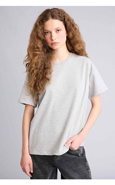 DeFacto Oversıze Bisiklet Yaka Kısa Kollu Tişört