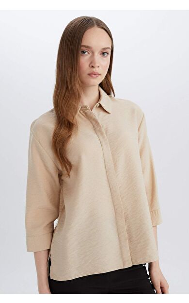 DeFacto Regular Fit Basic Düz Yarım Kollu Gömle