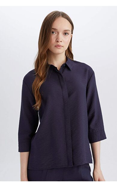 DeFacto Regular Fit Basic Düz Yarım Kollu Gömlek