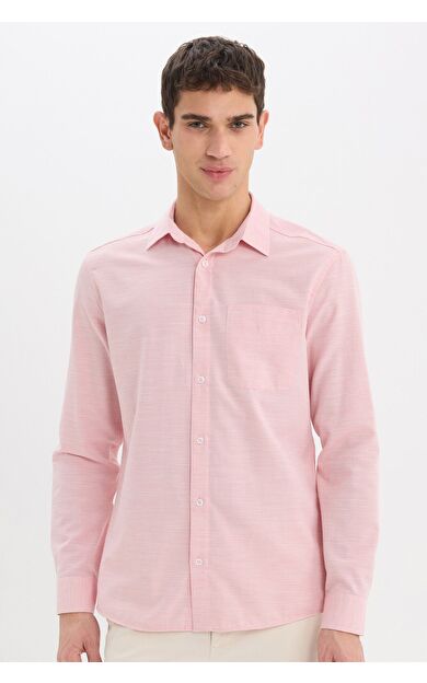 DeFacto Modern Fit Polo Yaka Basic Düz Uzun Kollu Gömlek E5045AX25SMRD92