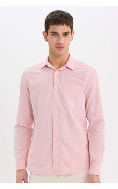 DeFacto Modern Fit Polo Yaka Basic Düz Uzun Kollu Gömlek E5045AX25SMRD92