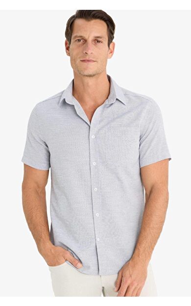 DeFacto Modern Fit Polo Yaka Basic Düz Kısa Kollu Gömlek E5077AX25SMBK81