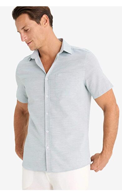 DeFacto Modern Fit Polo Yaka Basic Düz Kısa Kollu Gömlek E5077AX25SMGN900