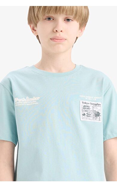 DeFacto Erkek Çocuk Bisiklet Yaka Baskılı Kısa Kollu Tişört E5079A825SMGN1268