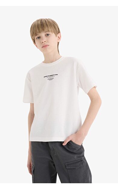 DeFacto Erkek Çocuk Bisiklet Yaka Baskılı Kısa Kollu Tişört E5083A825SMWT79