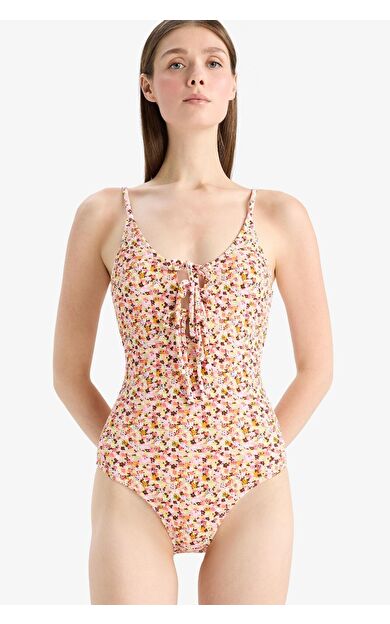DeFacto Regular Fit Çiçekli Bürümcük Askılı Mayo-Fall in Love