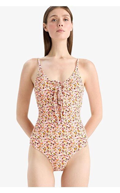 DeFacto Regular Fit Çiçekli Bürümcük Askılı Mayo-Fall in Love