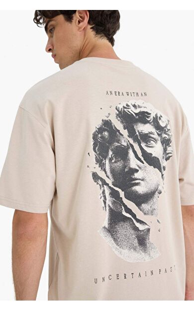 DeFacto Boxy Fit Bisiklet Yaka Tişört E5251AX25SMBG170