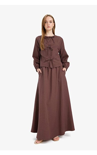 A Kesim Keten Karışımlı Maxi Etek E5371AX25SPBN334