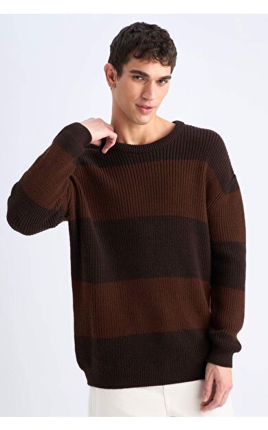 DeFacto Oversize Geniş Kalıp Bisiklet Yaka Triko Kazak E5372AX24WNBN497