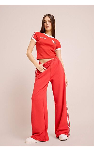 Coool Wide Leg Eşofman Altı Basic Düz Beli Lastikli Geniş Bol Paça