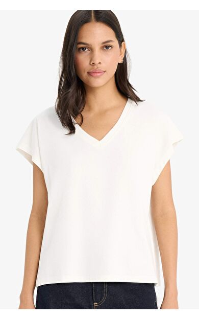 DeFacto Regular Fit V Yaka Basic Düz Premium Kolsuz Tişört E5486AX25SPER105