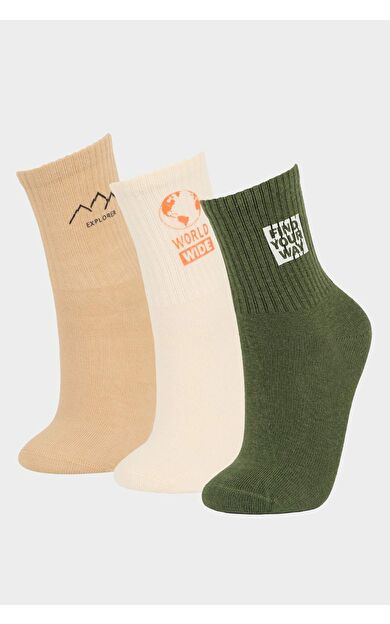 DeFacto Erkek Çocuk Rahat Lastikli 3'lü Pamuklu Uzun Çorap E5522A8NSKR1