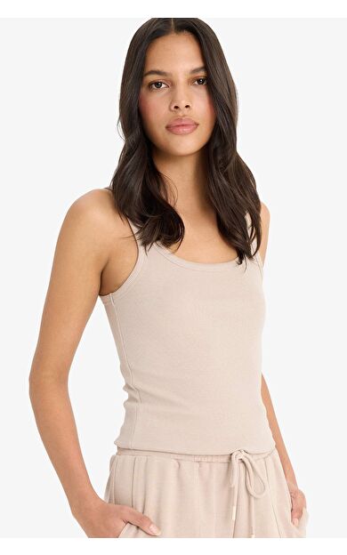 DeFacto Slim Fit Dar Kesim Basic Düz Yuvarlak Yaka Fitilli Kaşkorse Atlet E5539AX25SMBG130