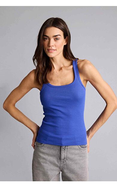 DeFacto Slım Fıt Basıc Düz Yuvarlak Yaka Fitilli Kaşkorse Atlet