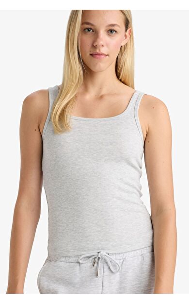 DeFacto Slim Fit Dar Kesim Basic Düz Yuvarlak Yaka Fitilli Kaşkorse Atlet E5540AX25AUGR93