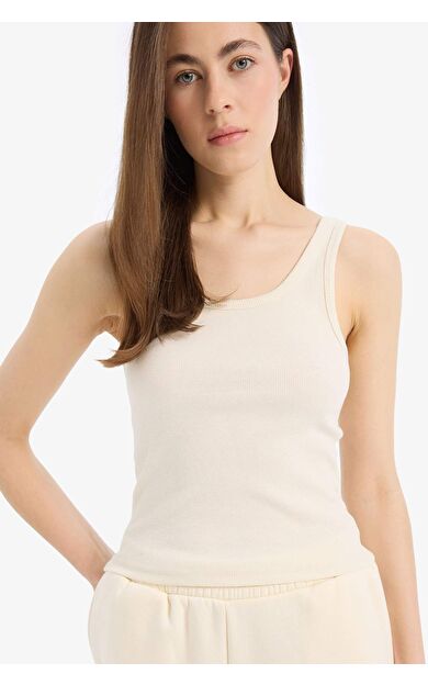 DeFacto Slim Fit Dar Kesim Basic Düz Bisiklet Yaka Fitilli Kaşkorse Casual Atlet E5540AX25SMBG759