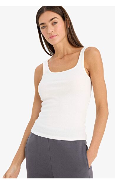 Okula Dönüş Slım Fıt Basıc Düz Yuvarlak Yaka Fitilli Kaşkorse Atlet