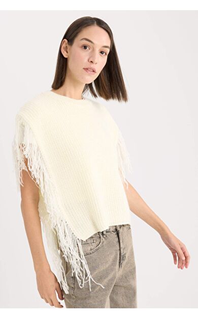 Yılbaşı Temalı Bisiklet Yaka Selanik Püsküllü Triko Süveter