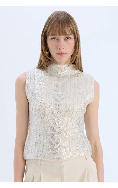 Regular Fit Yarım Balıkçı Yaka Parlak Triko Süveter