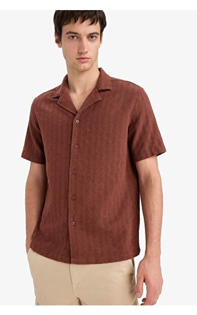 DeFacto Regular Fit Polo Yaka Jakarlı Kısa Kollu Gömlek E5693AX25SMBN326